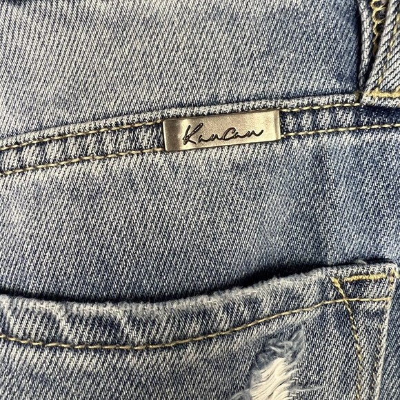 Kancan Jeans Womens 5/26 Light Wash Mid Rise Distressed Destroyed Tapered Denim - Picture 8 of 14